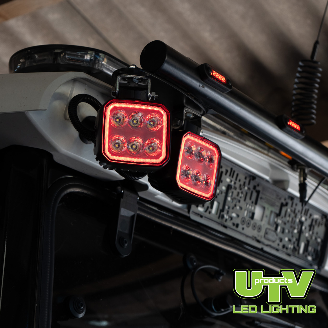 90W 7200 Lumen Square Work Light - Built in RED/Amber DRL with Strobe - Image 5